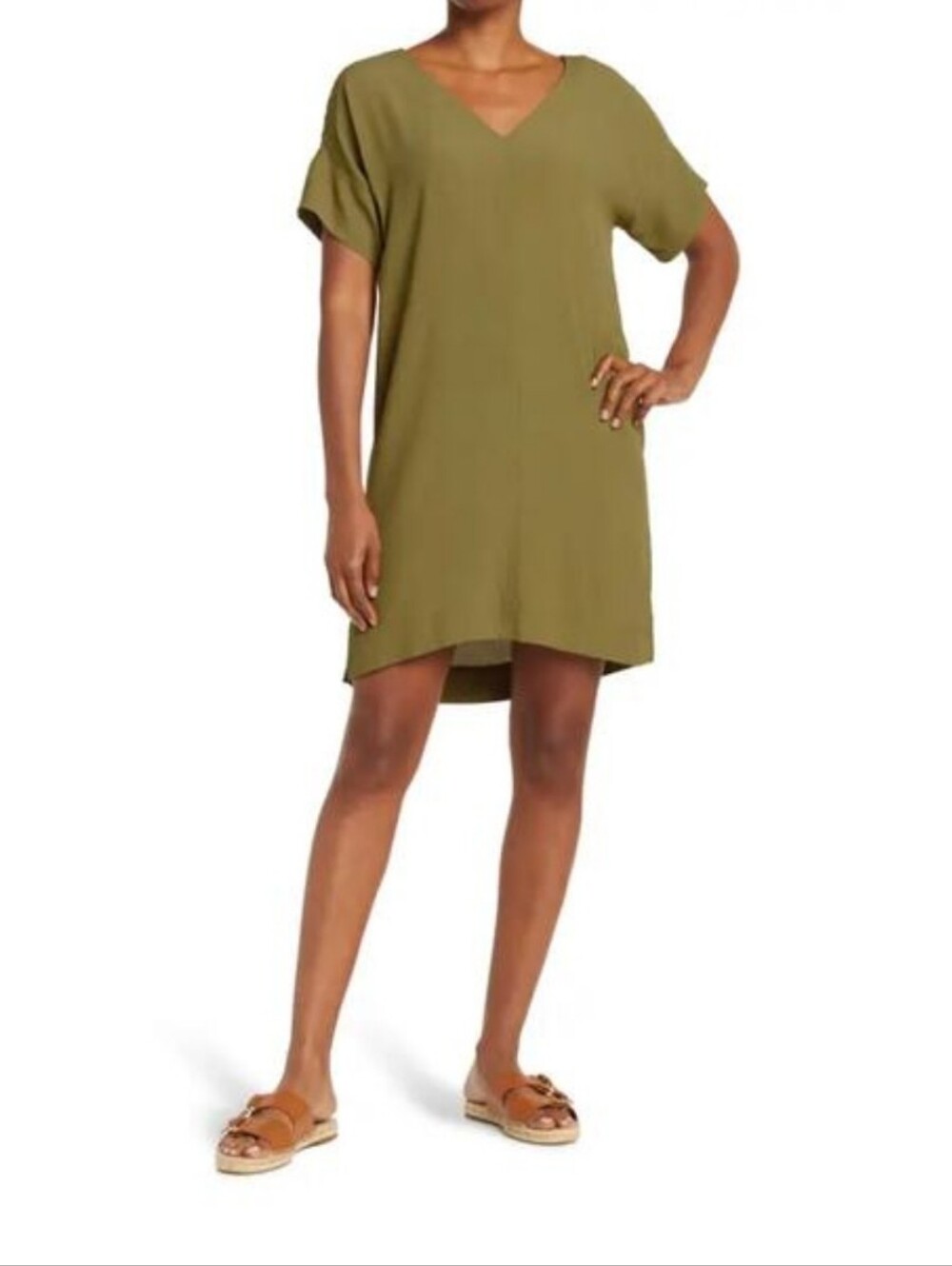 Madewell Olive Green Shift Dress M Minimalist Casual Everyday Capsule Wardrobe